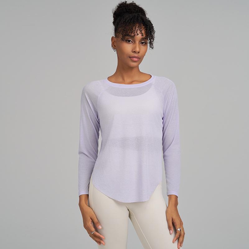 Huaton Женский Осенне-Зимний Сетчатый Утягивающий Топ для Йоги с Длинным Рукавом, Быстросохнущий, для Фитнеса и Бега