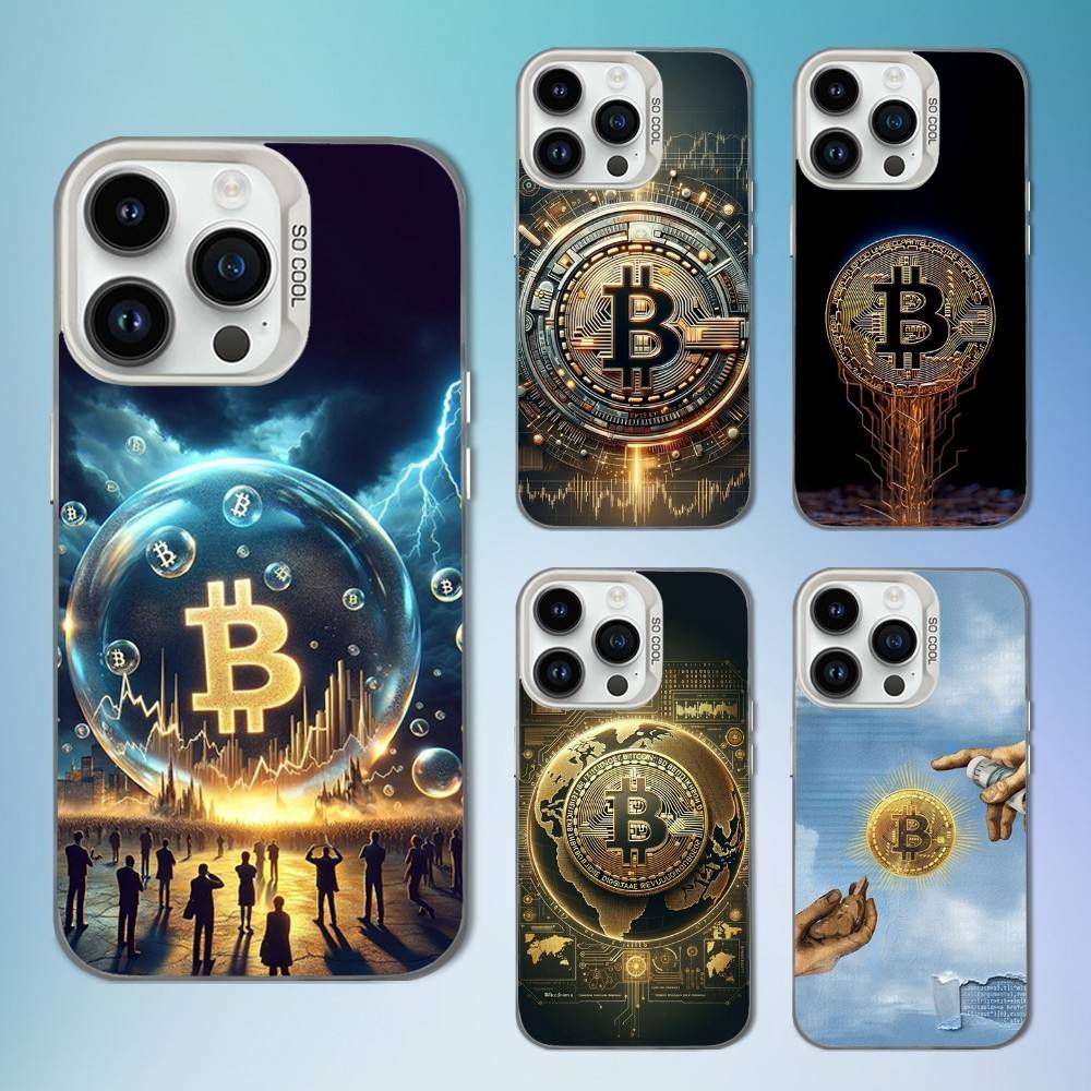 Cool Art Bitcoin Digital Phone Case For iPhone 17,16,15,14,13,12,11,Mini,XS,Pro,SE,MAX White Matte Shockproof Cover