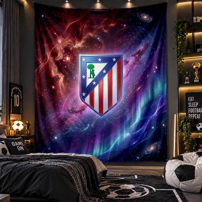 Wall Hanging Tapestry Atletico Madrid Print Cloth for Living Room Bedroom Home Decor