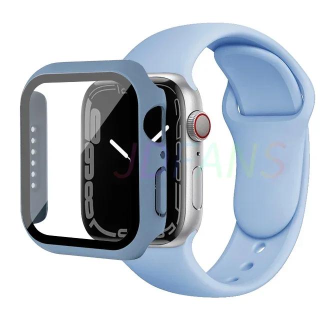 Стекло+корпус+ремешок для Apple Watch Band 42 мм 44 мм 41 мм 40 мм 38 мм 45 мм 49 мм Защитные пленки для Apple IWatch Series 8 7 6 SE 5 4