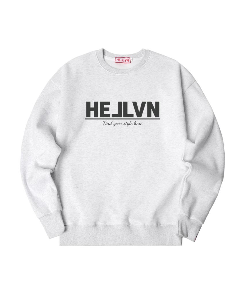HELLVN H/V Ordinary Hv Oversized Fleece-Lined Sweatshirt_Melange White (Som4-4Hv019)