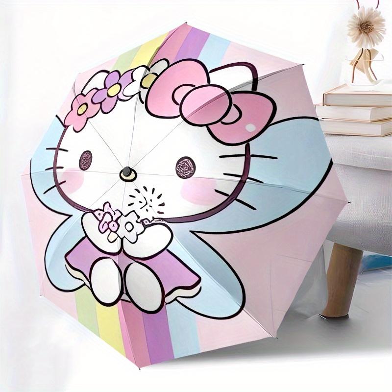 Hello Kitty, Rainbow Automatic Opening and Closing Parasol Compact Travel Umbrella with 8 Ribs for Women and Men Ideal Birthday/Christmas Gi