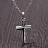 S925 Sterling Silver Simple Cross Necklace Pendant For Wome Men Lover Thai Silver Fashion Christian Jewelry Chain Accessories