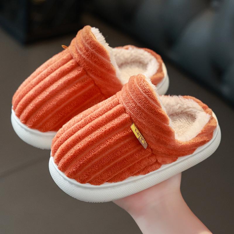 Children's Winter Cotton Slippers with Warm Fur for Boys & Girls - Cozy, Thick-Sole Home Shoes for Infants & Parents