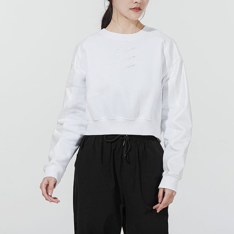 Nike Толстовки Женские Белые С Круглым Вырезом Утепленные Обычные DM7658-100