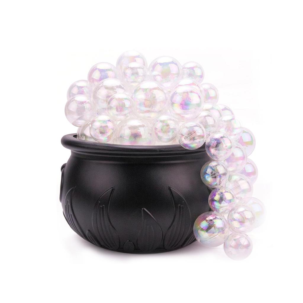 Bubbling Cauldron with Violet Light Black Witches Bubbling Cauldron for Storing Candy Desktop Decoration Ornament
