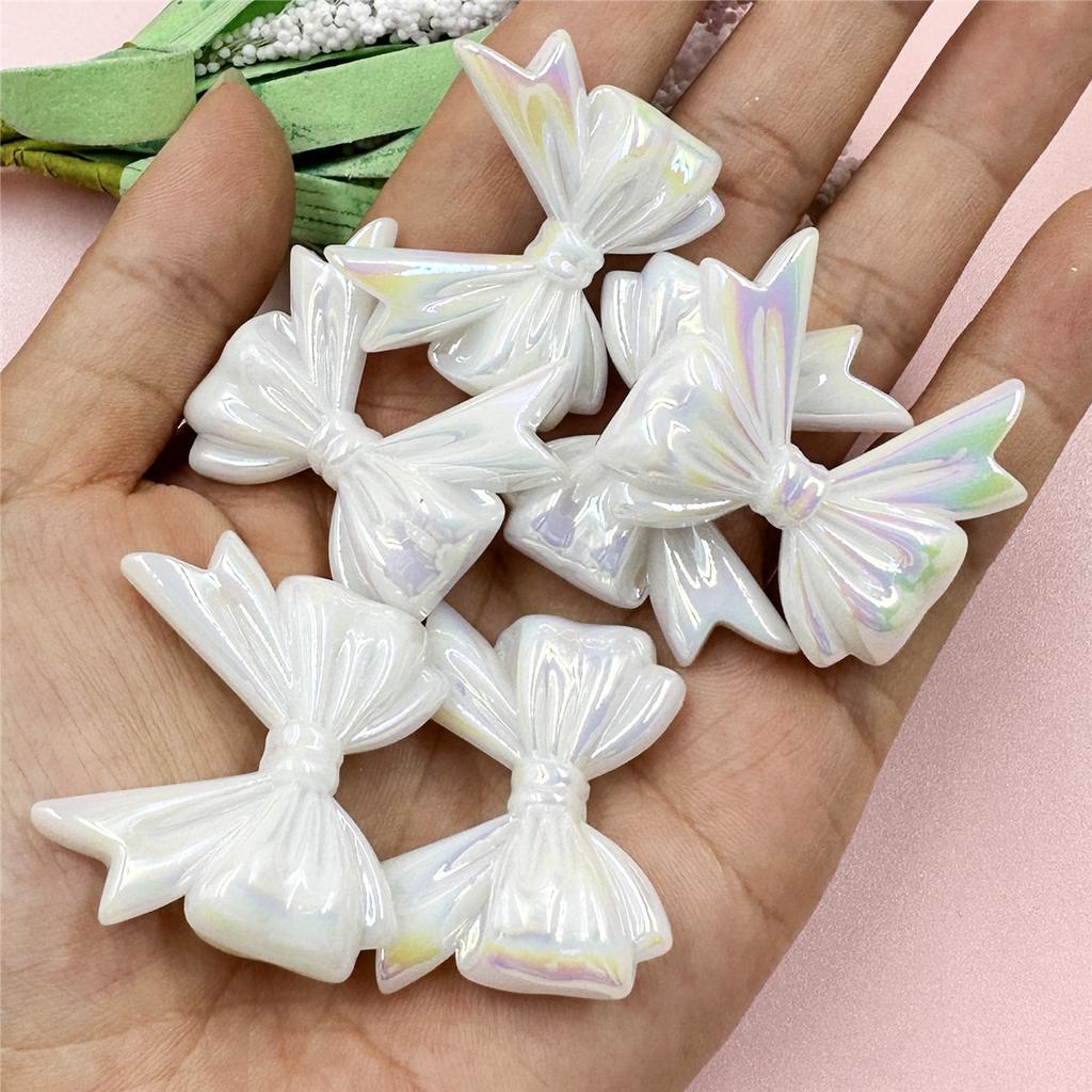 Hanmade Jewelry Making Beading Neclace Bracelet Bowknot DIY Findings 6Pcs 32.3*36.6mm for Crafted Big Bow Handcrafted Acrylic Loose Beads