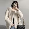 Lamb Wool Coat Women's Winter Small Fragrant Style Loose Thickened Plush White Fur Top Cotton Coat