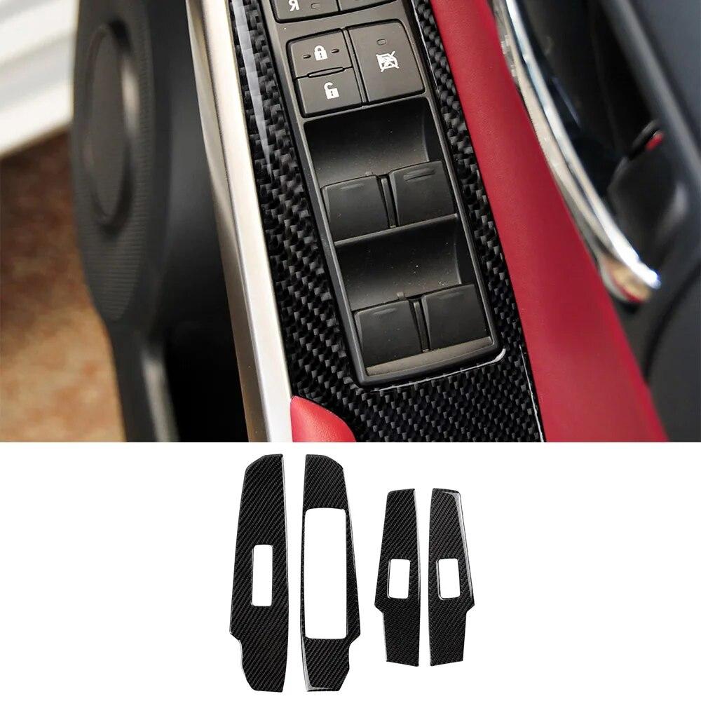 4pcs Car Window Lift Panel Decoration Cover Trim Sticker Decal Carbon Fiber for Lexus IS250 2013- Car Interior Accessories