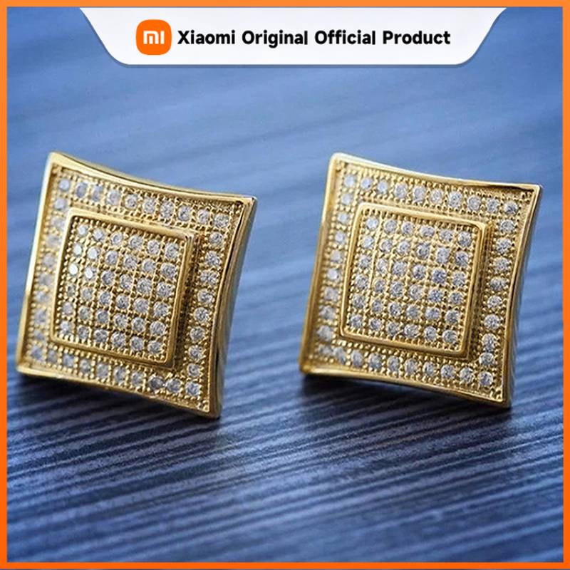 Xiaomi Huitan Модные женские серьги-пусеты Золотистый цвет Инкрустированы ярким кубическим цирконием Очаровательные аксессуары для вечеринок и на каждый день Универсальные украшения
