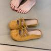 Нежные сказочные сумки голова полушлепанцы милый замшевый бант круглый носок толстая подошва носить сандалии