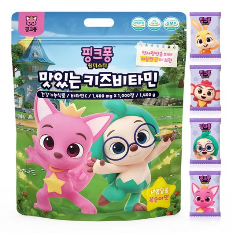 Artex Pinkfong Вкус Персика Детские Витамины, 1000 Таблеток, 1 Штука