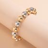 KunJoe Exaggerated Large CCB Ball Bracelet for Women Men Vintage Mixed Color Beaded Elastic Line Bracelet Party Gift New Year