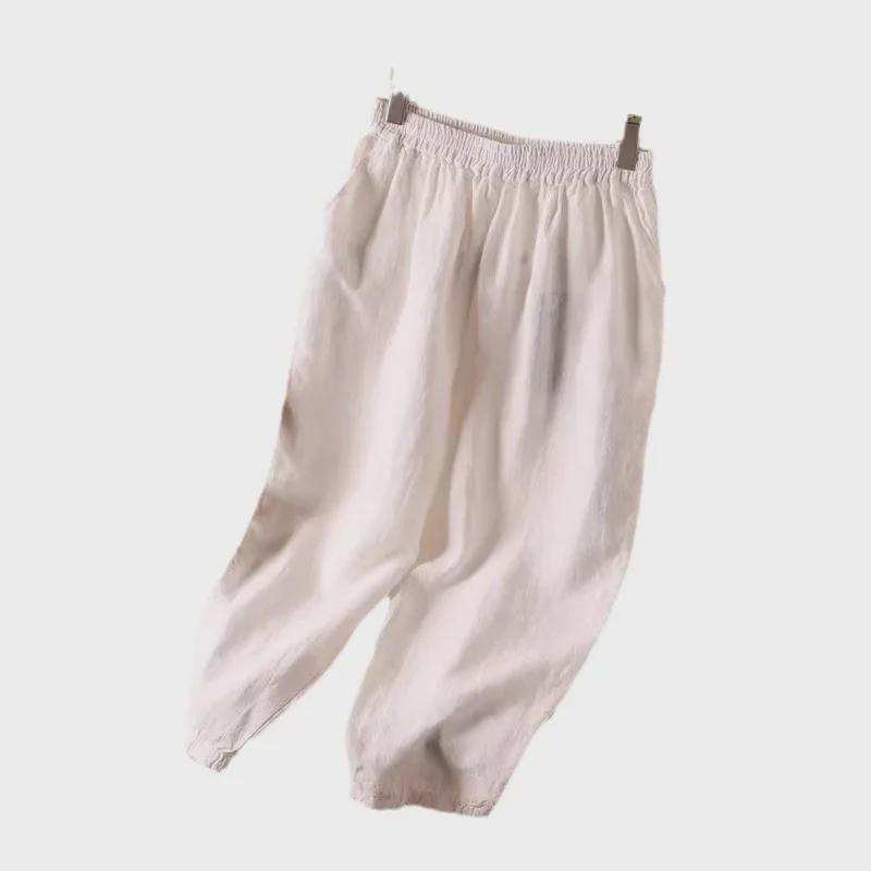 Женские ретро-шаровары 2024 года: Свободный, облегающий, эластичный пояс, универсальный, с девятью точками, многоцветный для лета и осени