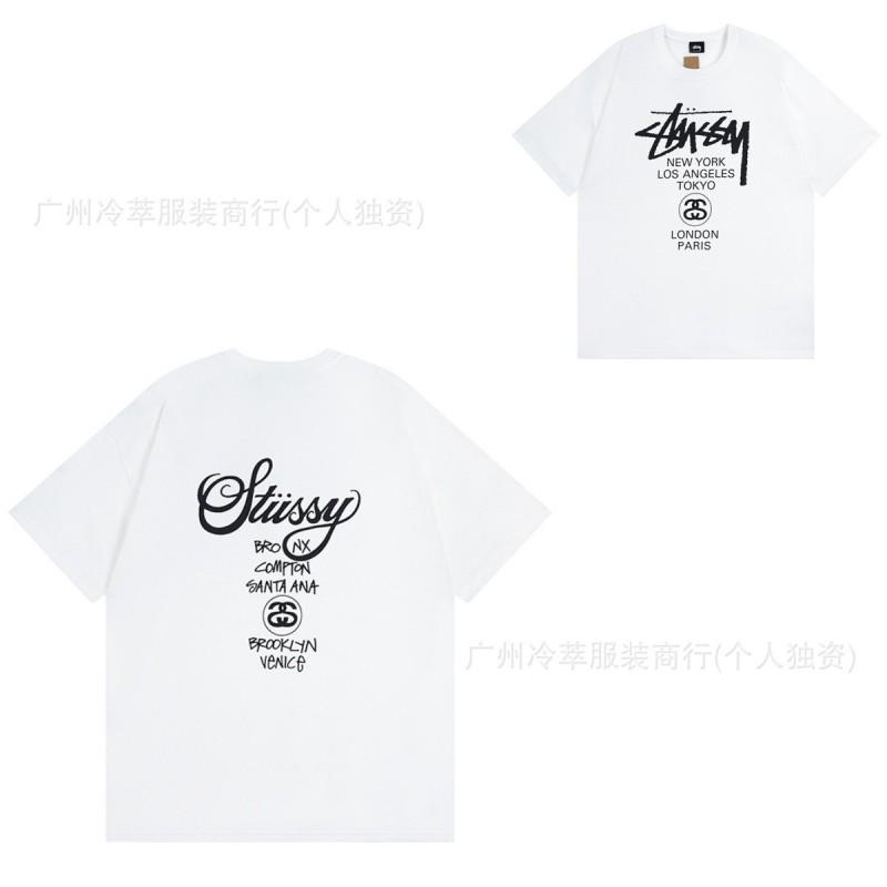 STU American Vintage Graphic T-Shirt Couples White Collection Short Sleeve Men Women Casual