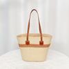 Large Capacity Woven Bag For Beach Vacation With Zipper Closure And Pocket