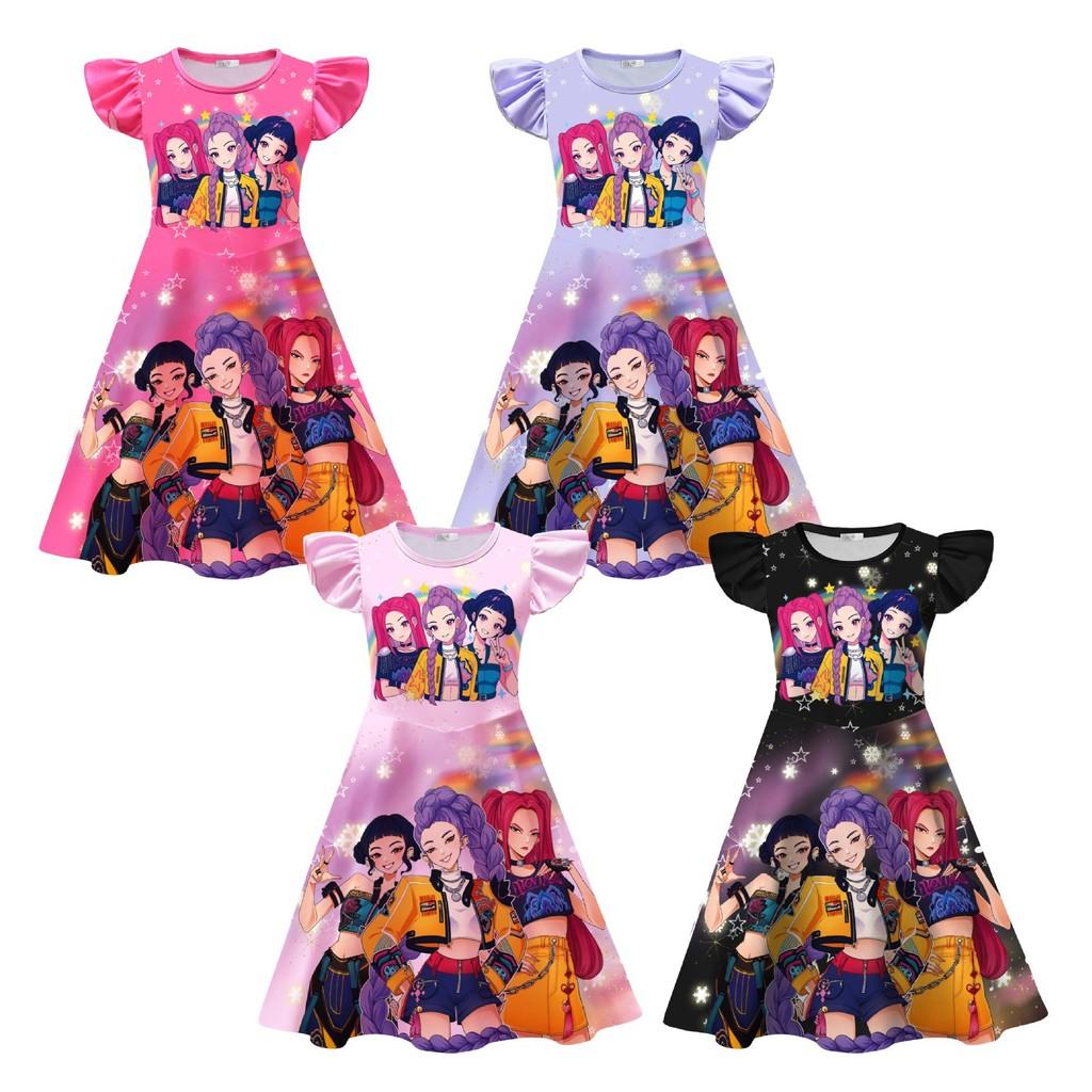 Kids Girls POP Rumi Zoey Mira Printed Ruffle Sleeves Casual Dress