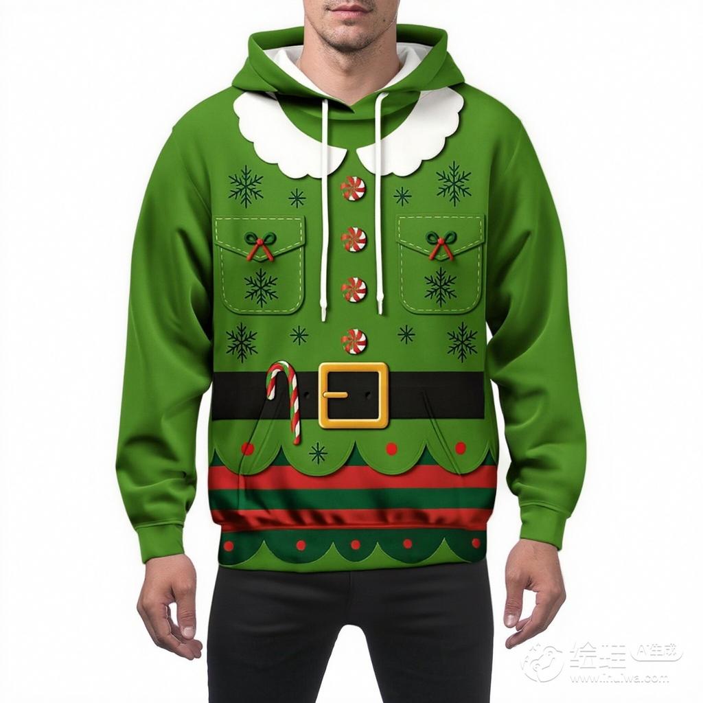 Men's And Women's Personalized And Creative Christmas Printed Long-sleeved Hooded Sweatshirt, Men's Fashionable Christmas Clothing, Casual Sports Top