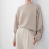 Lantern Sleeve Sweatshirt for Women, Pearl Button Solid Color Loose Top for Women
