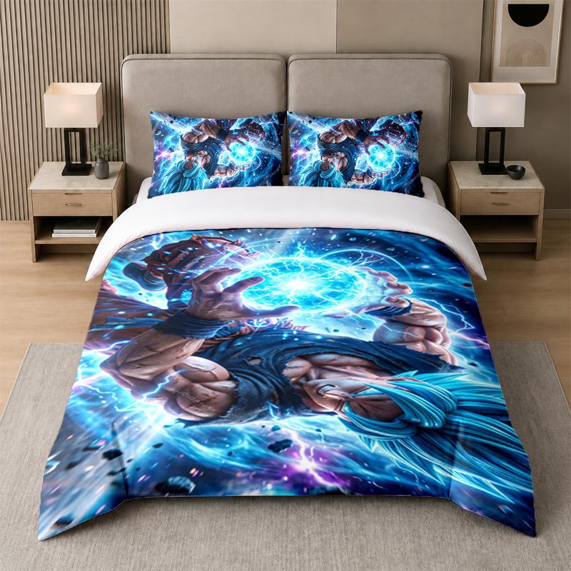 3Pcs Bed Set,Dragon Ball 1 Duvet Cover and 2 Pillowcases, Printed Bedding Decor For Guest Room