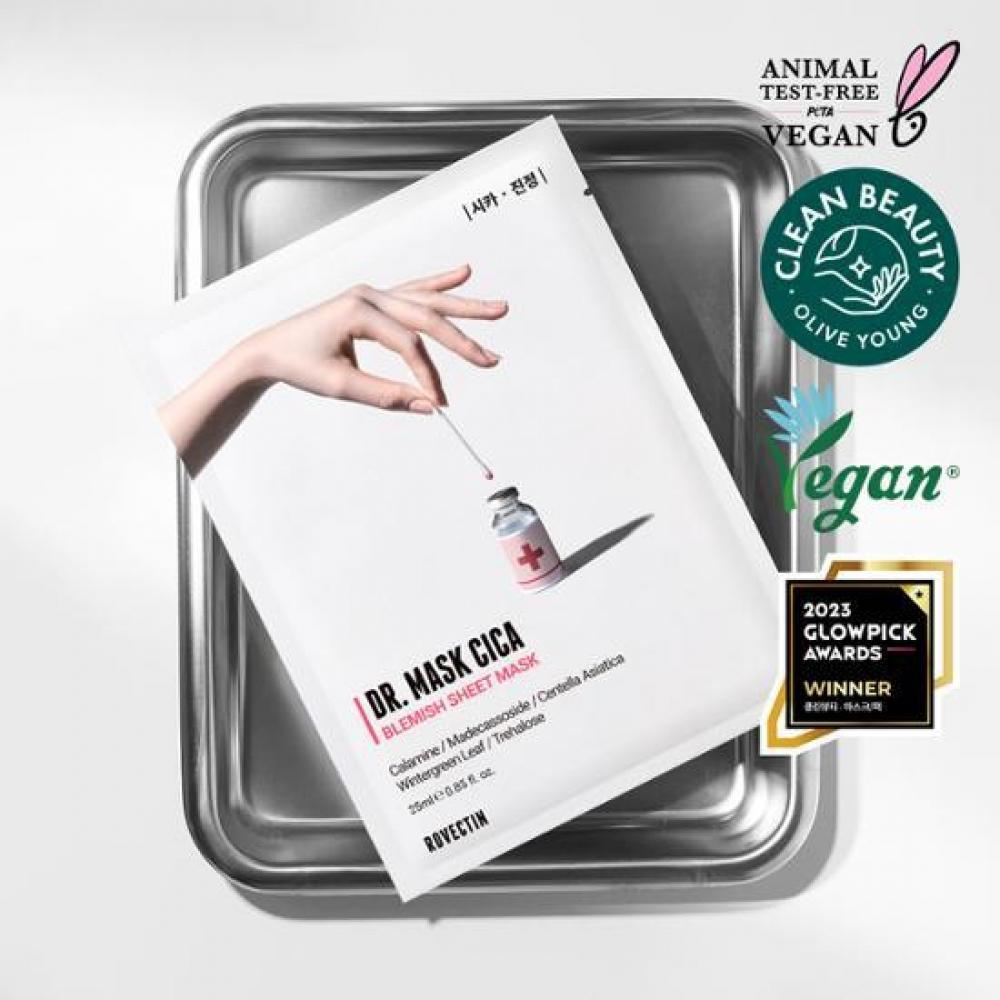 Rovectin [экстренная успокаивающая маска для лица] Rovectin Doctor Mask Cica 1 лист Успокаивающая маска 1 лист
