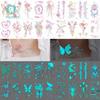 Blue Luminous Rose & Butterfly Collarbone Tattoo Sticker
