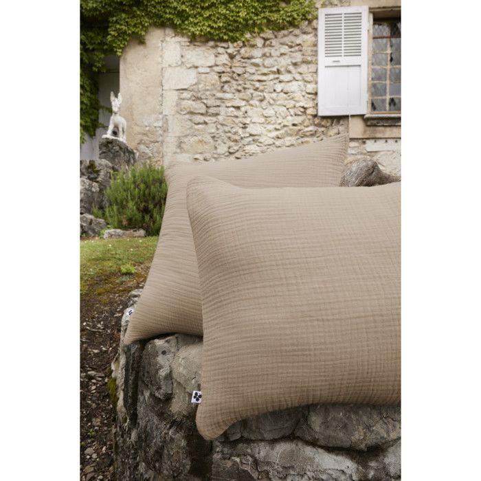 Taie d'oreiller "Ina" toutes dimensions "Quadruple Gaze de Coton" l'Effet Papillon - Ina Ficelle - Taie d'oreiller 50 x 70 cm