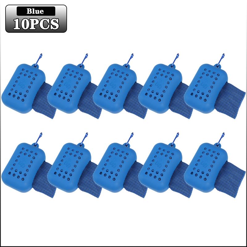 10PCS Portable Mini Silica Gel Set Cold Towel Polyester Fiber Outdoor Cooling Towel Fitness Sports Gym Run Quick Dry Cool Towel