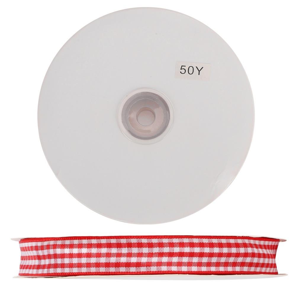 1pcs 50 Yards Length Plaid Ribbon Red &Black Gingham Polyester Ribbon Checked Ribbon DIY Crafts