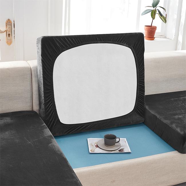 Sofa Seat Cover, Velvet, Black 50-65Cm
