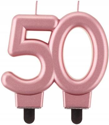 Candle Number 50 Rose Gold Metallic Birthday 8cm