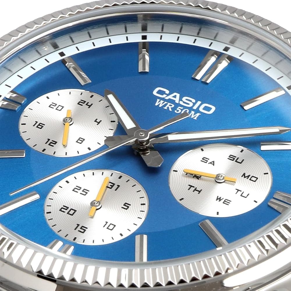 Casio Standard Quartz Men's Watch MTP-1375D-2A2V Blue 24-Hour Display Stainless Steel