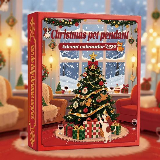 Christmas Pet Pendant Advent Calendar 2025 24 Days Acrylic Animal Ornaments with Collar Rings Fun Countdown Gift for Pet Lovers & Tree Decor