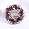 Festive Christmas Wreath Brooch Colorful Rhinestones Inlaid Pin Creative Hat Shawl Scarf Enamel Badge Coat Outfit Accessories