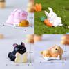 Cartoon Style Resin Sleeping Animals Pig Rabbit Cat Dog Miniatures For Fairy Gardens