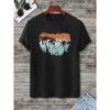 Coconut Tree Print Crew Neck T-shirt, Casual Short Sleeve Fashion Summer T-Shirts Tops, Men's Outfits,Oversize Tees