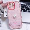 Розовый чехол для телефона в горошек в девичьем стиле для iPhone 14/15/16 Plus/Pro Max - Милый дизайн с щенком