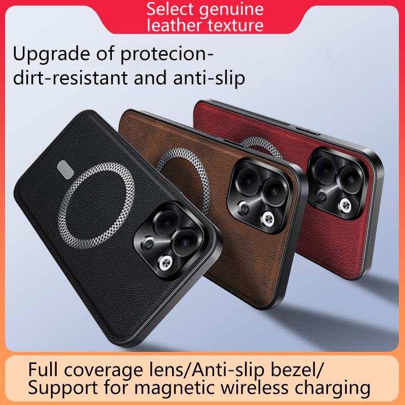 Для Oppo Reno 9 и Reno 9 Pro Чехол Магнитный Элегантный Кожаный Износостойкий Объектив Полностью Закрытый Нескользящий Защита Края Чехол