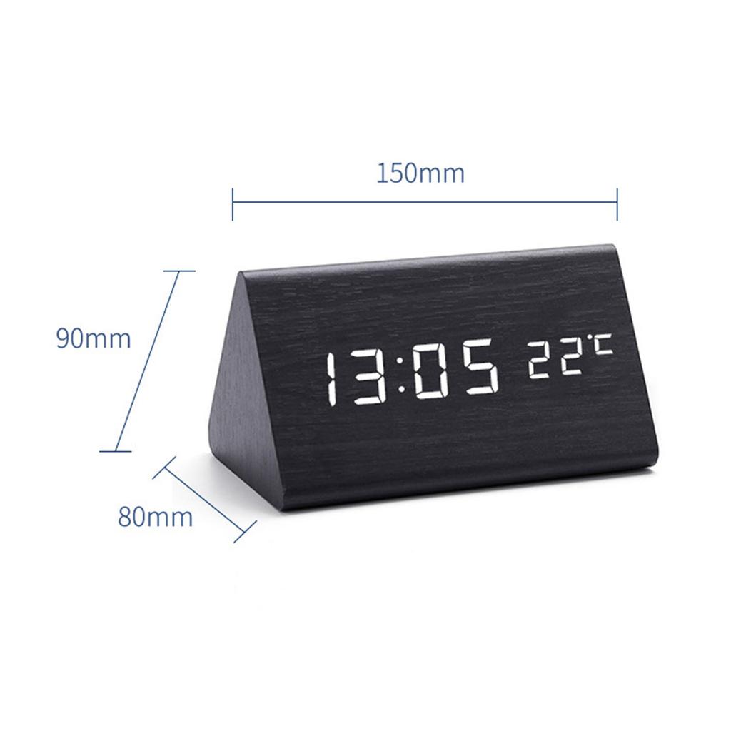 Деревянные электрические будильники современные цифровые часы треугольной формы подходят для спальни у кровати