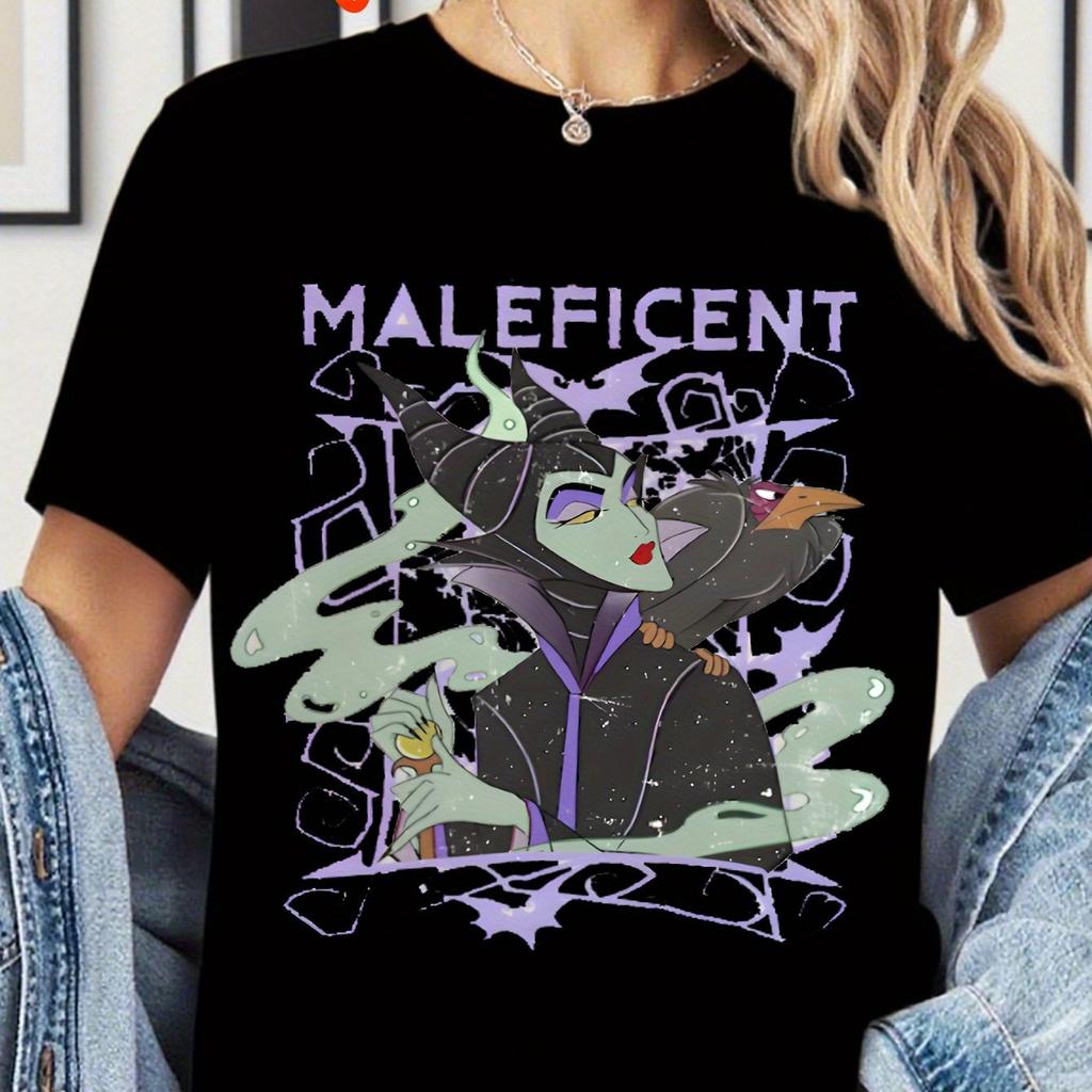 Maleficent Villain Artwork Graphic Tee Short Sleeves Comfortable Crew Neck Super Soft Breathable Casual Summer WomenS TShirt