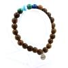 Bracelet - A BIJOUX - Congo Malachite - Blue Banded Agate - Wood - 8 Mm