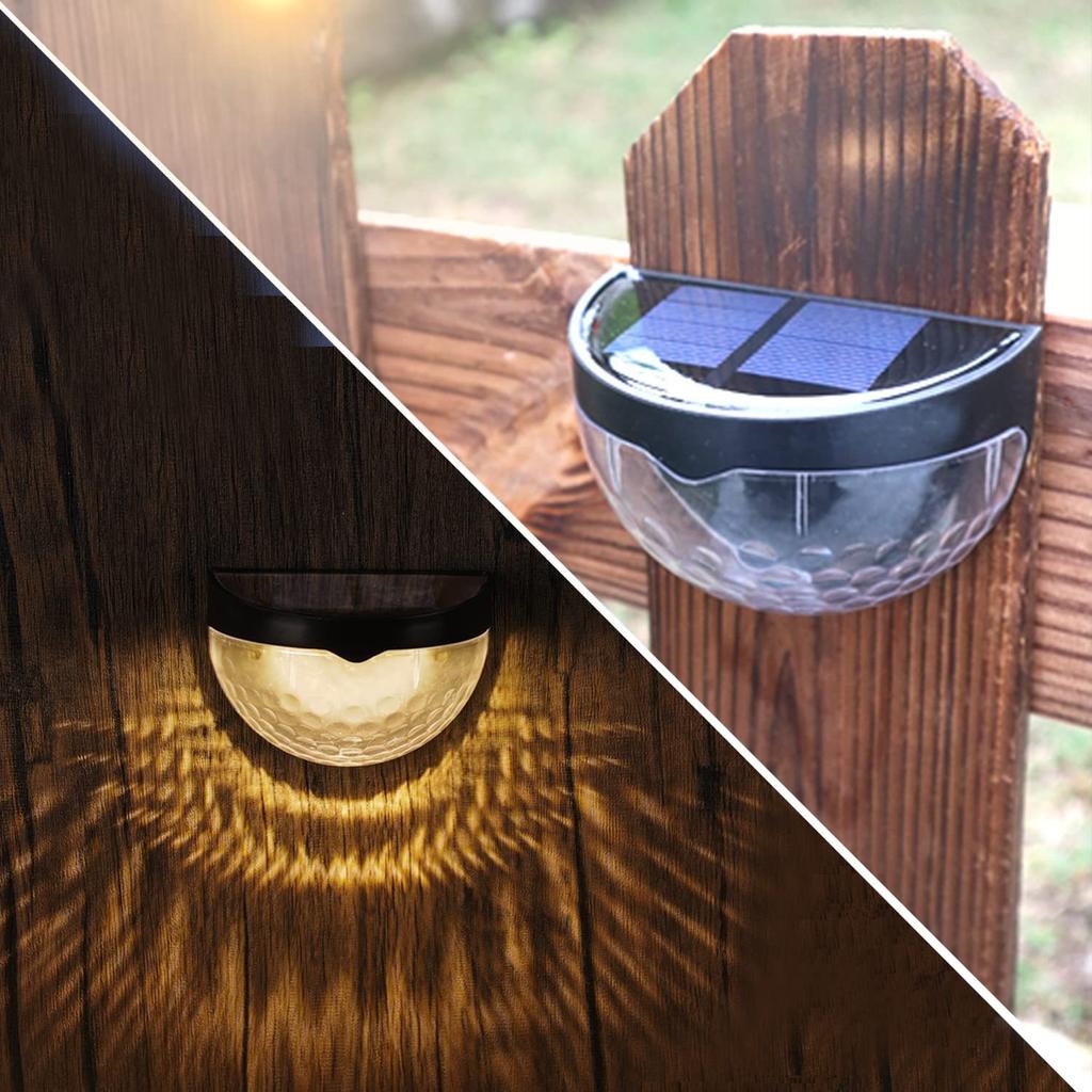 Solar Fence Light, Round, Warm Lighting Effect, Decorative Lamp, Waterproof, Solar Garden Light