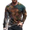 Autumn Daily Fresh Red Rose 3D Digital Printing Tees Casual O Neck Long Sleeve Men's T-shirt
