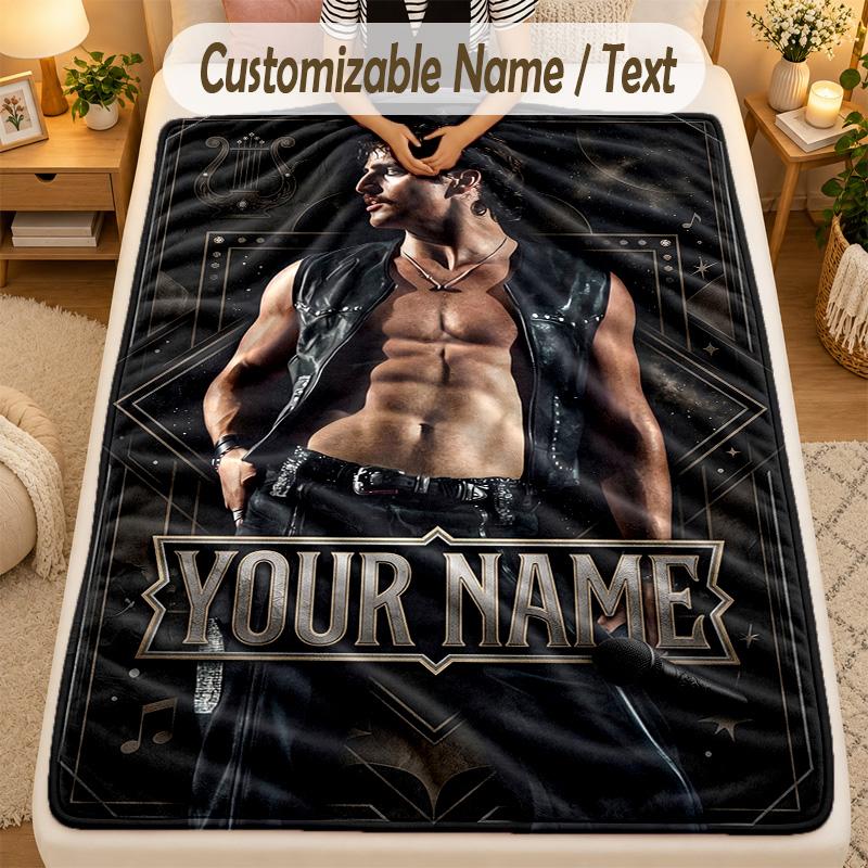 Flannel BlanketBenson Boone Custom Name Text Personalized Soft Warm Throw Blanket Home Decor Gift