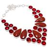 Красная змеиная кожа, гранат, серебро 925 пробы, ювелирное колье 18"