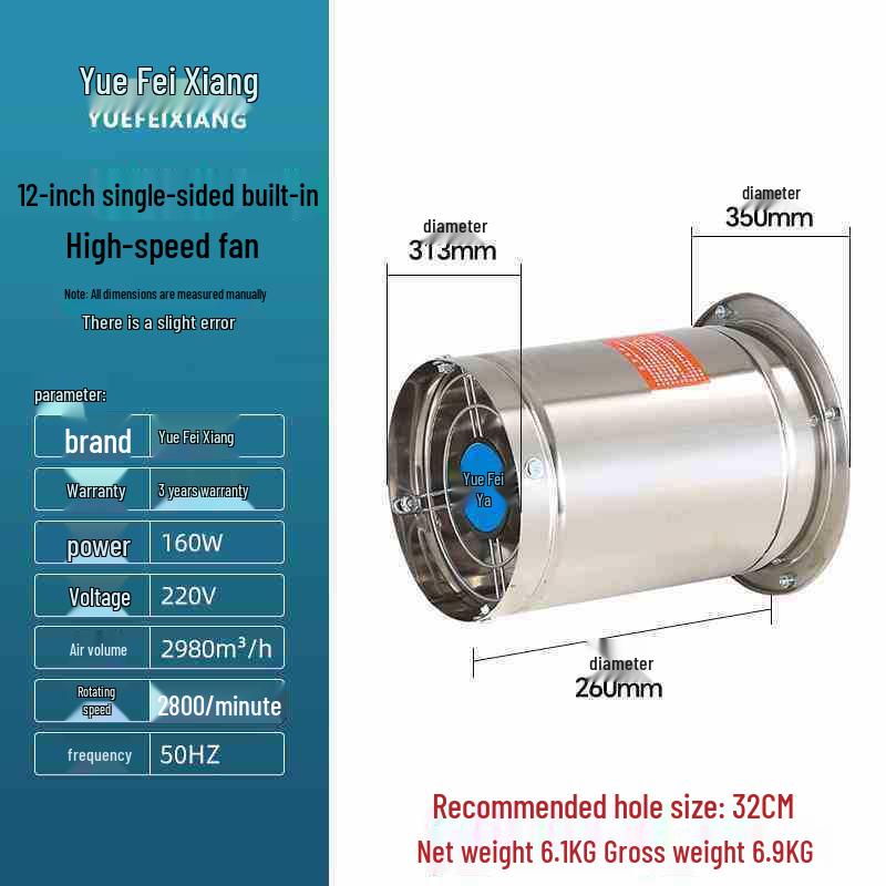 Stainless Steel Axial Flow Exhaust Fan for Restaurant and Stall Ventilation