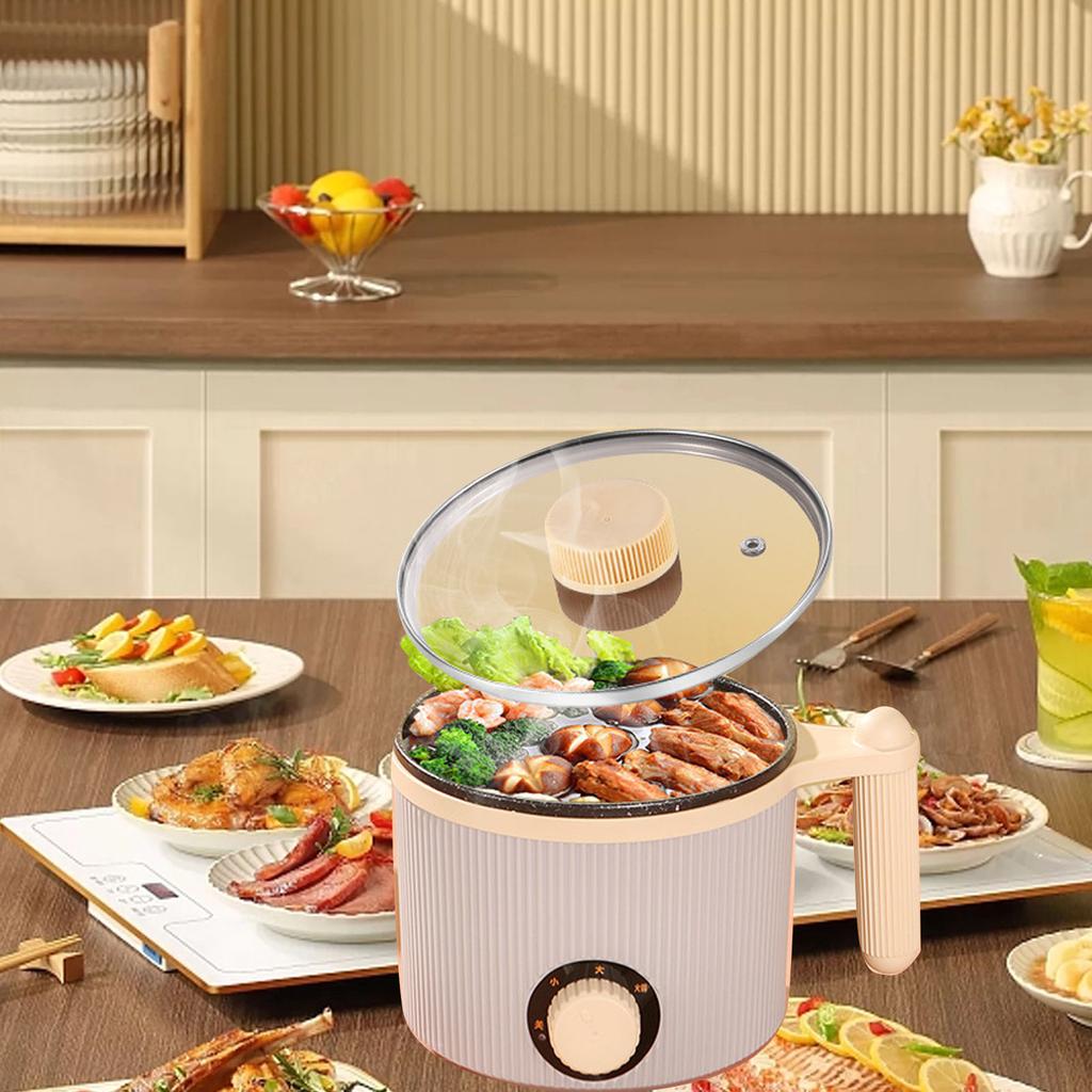 Электрическая плита многофункциональная защита от сухого выкипания с антипригарным покрытием электрическая кастрюля для общежития кемпинга