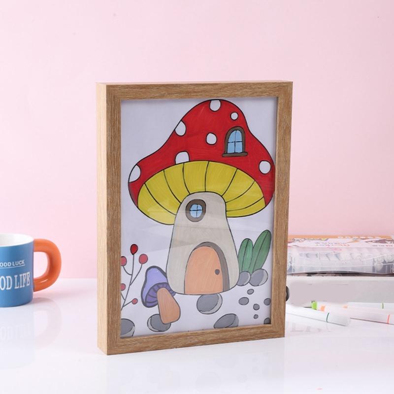 Easy Change Magnetic Closures Photo Frame Solid Wood Picture Storage Frame Memory Display Case For Home Office Decors