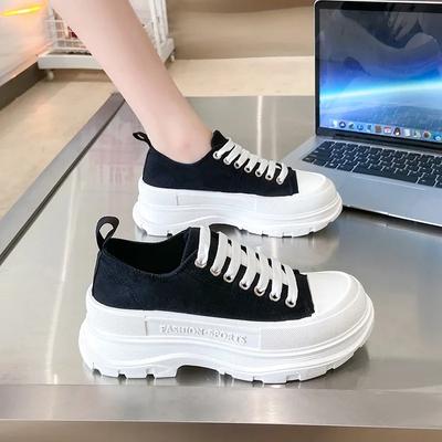 Мода 2024 года, горячая распродажа обуви, женская обувь на шнуровке, женская вулканизированная обувь, осенняя обувь с круглым носком, на твердой платформе, повседневная удобная спортивная обувь