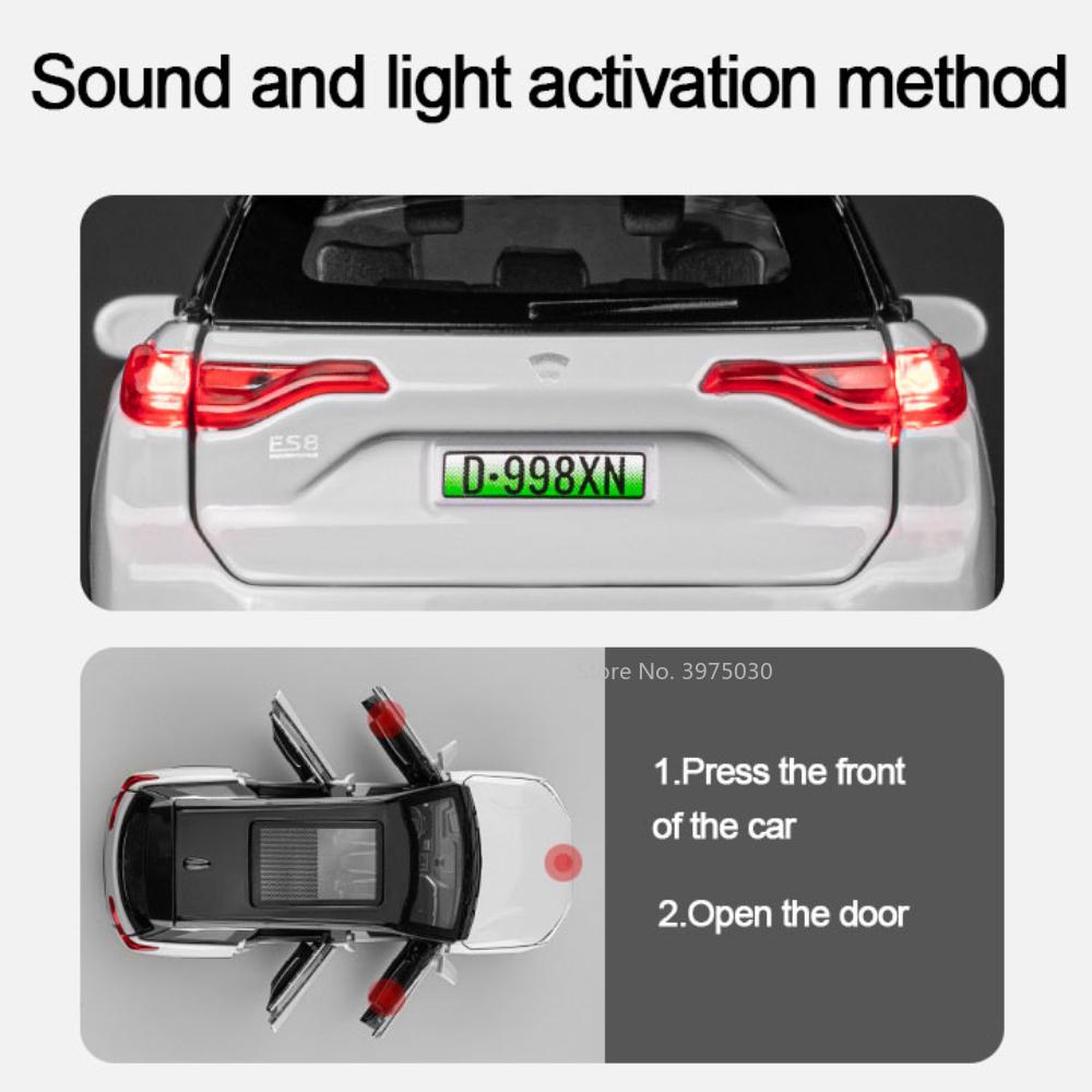 1/32 NIO ES8 SUV Alloy Car Model Toy Metal Diecast Simulation Off Road Vehicle Door Opened Pull Back Collection Toy for Boy Gift